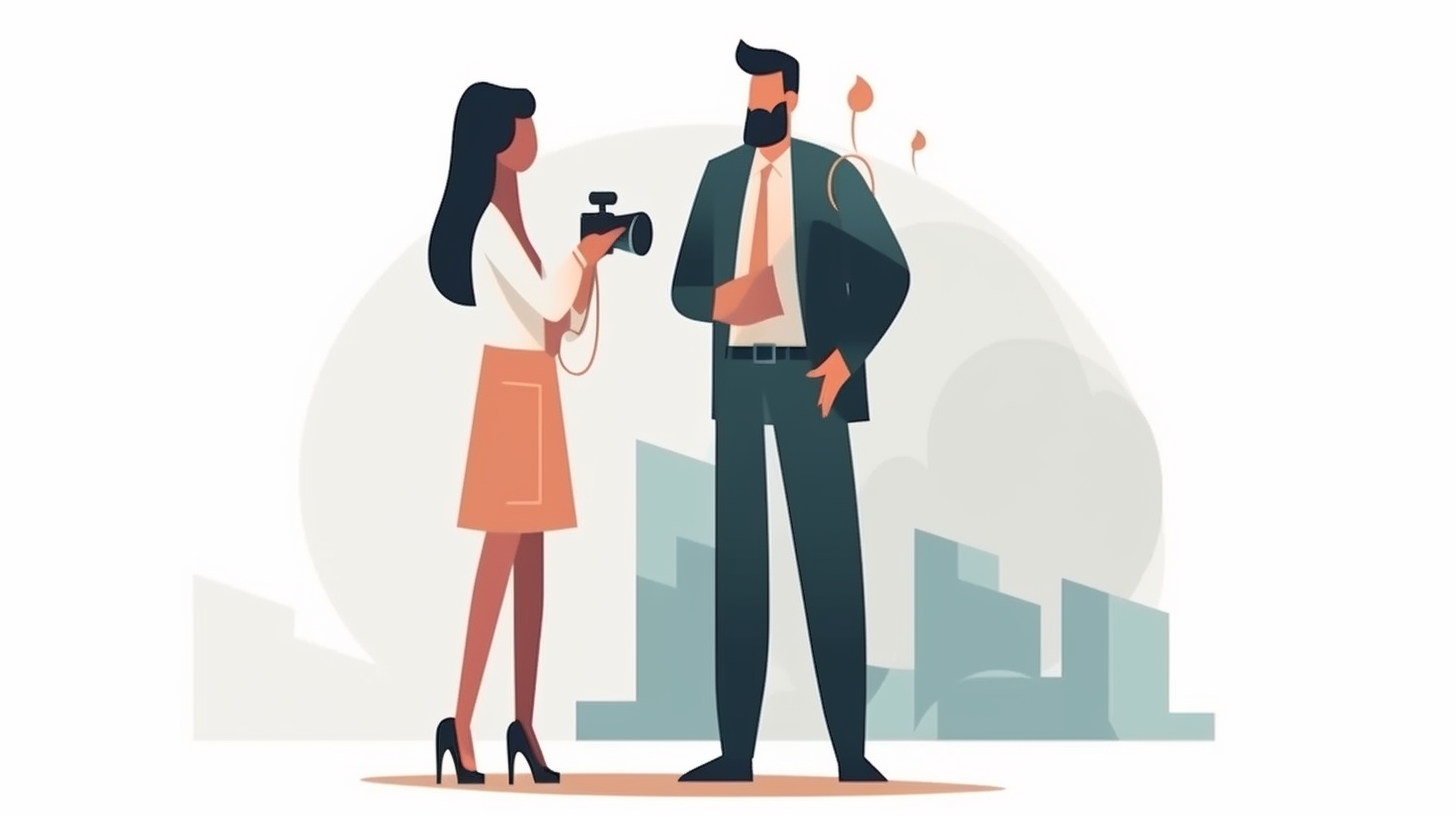 illustration of videographer and businessman