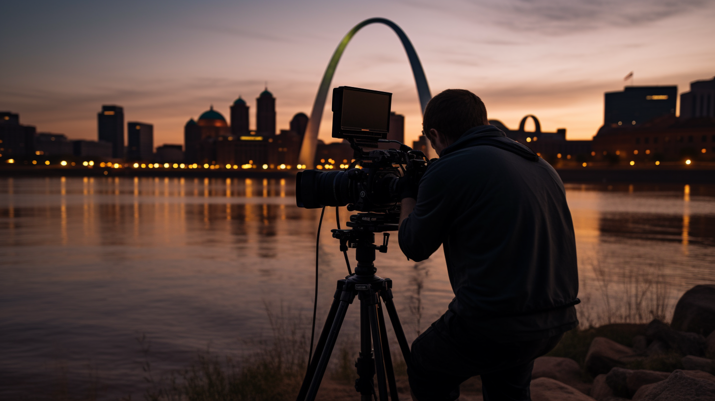 videographer shooting by the arch